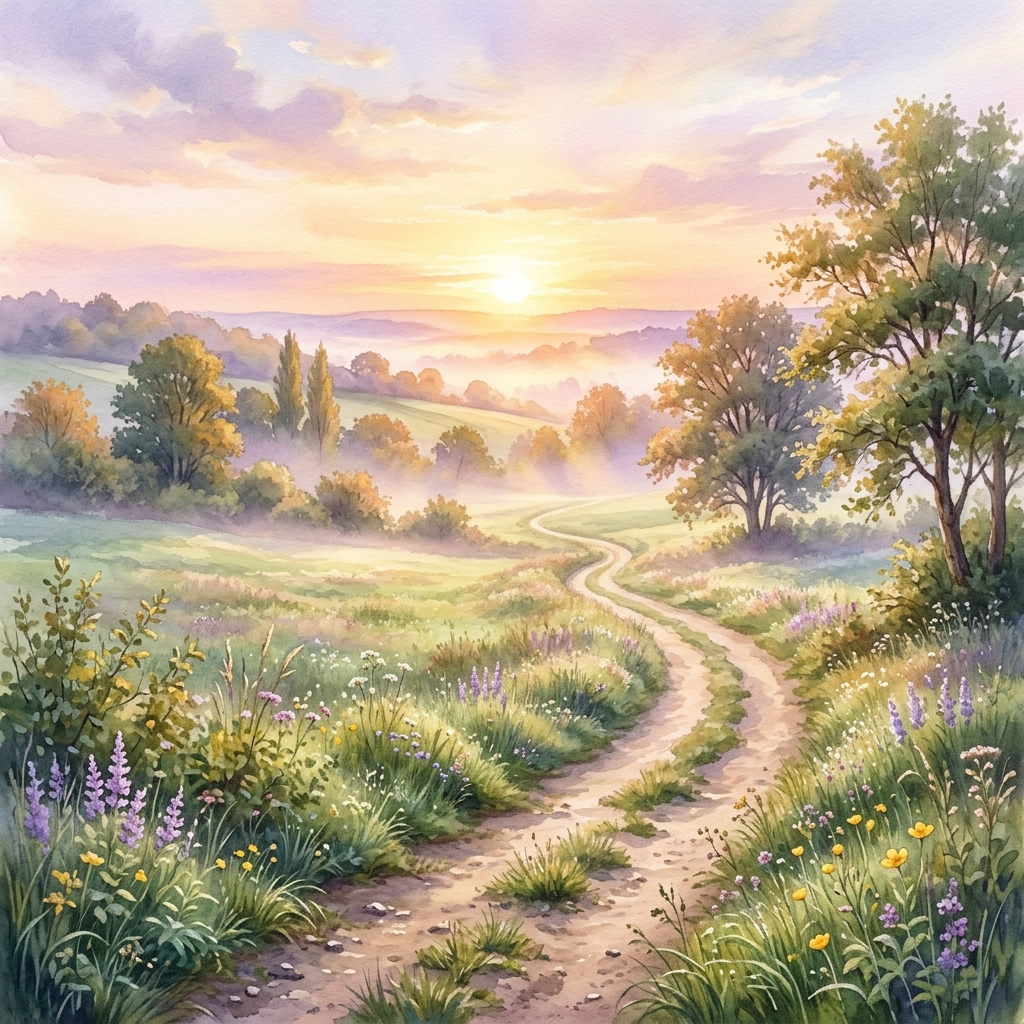 Caminho calmo ao amanhecer representando paz